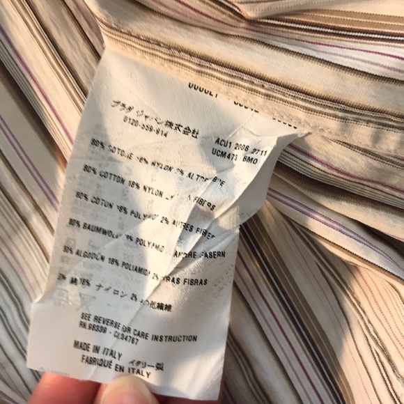 Prada Striped Dress Shirt Men’s 42 and 16.5 - Picture 7 of 9